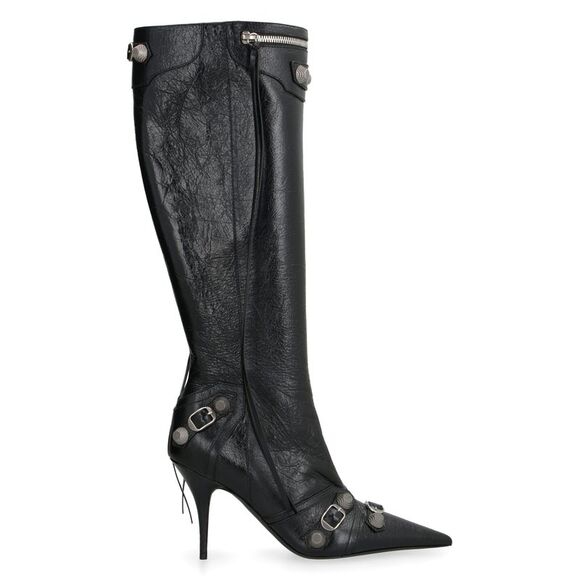 Studded Pointy-Toe Leather Boots with Side Zip by Balenciaga for Women - Picture 1 of 4